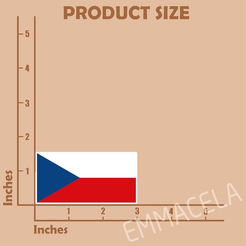 EMMACELA (3PCS) Czechia Flag stickers, Countries Flag Stickers - Waterproof Vinyl Decals For Laptops, Tumblers, Water Bottles, Books, Scrapbooks, Size 3 x 1.5 Inch - Image 2